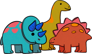 Painterly Anime Toy Dinosaurs